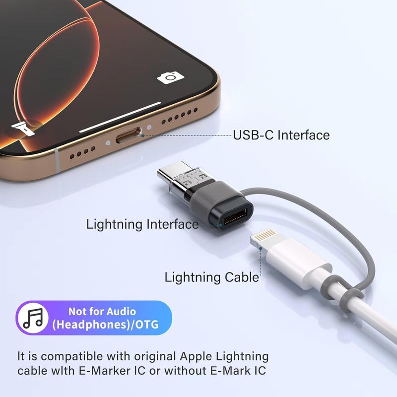 Thousover 4 Pack Lightning to USB C Adapter for iPhone 15/16 Pro/16 Pro Max/Plus,Samsung S24,iPad Air,Nintendo Switch,Fast Charging&Data Transfer Lightning Crystal - Image 3